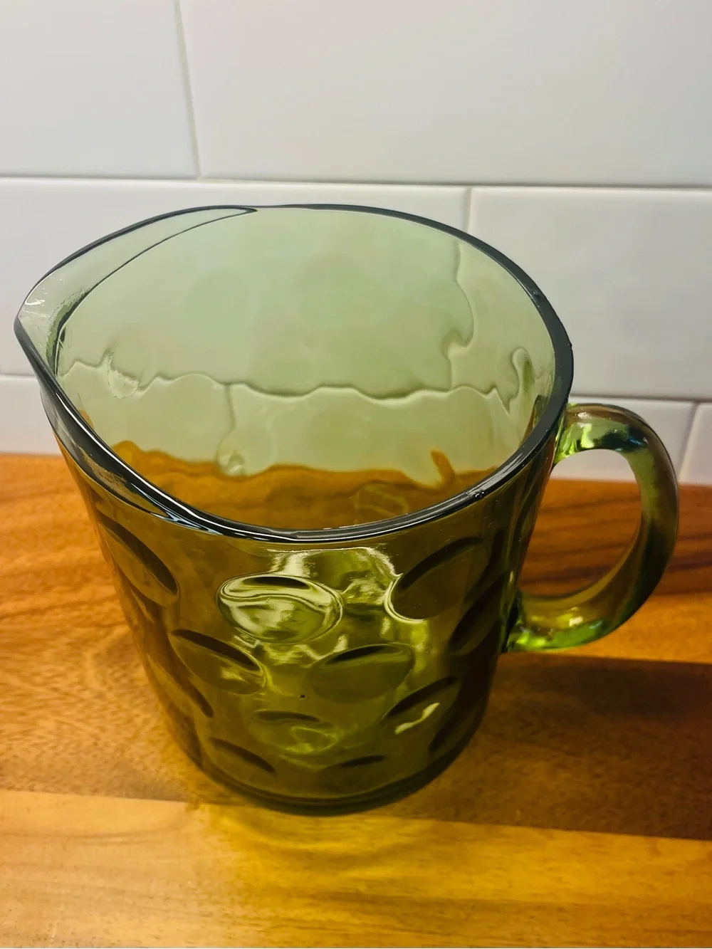 Hazel Atlas Eldorado Pitcher Avocado Green Glass Mid-Century Modern